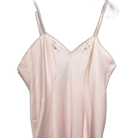Vintage Eve Stillman Bias Cut Rosebud Pink Maxi Dress Nightgown L B40